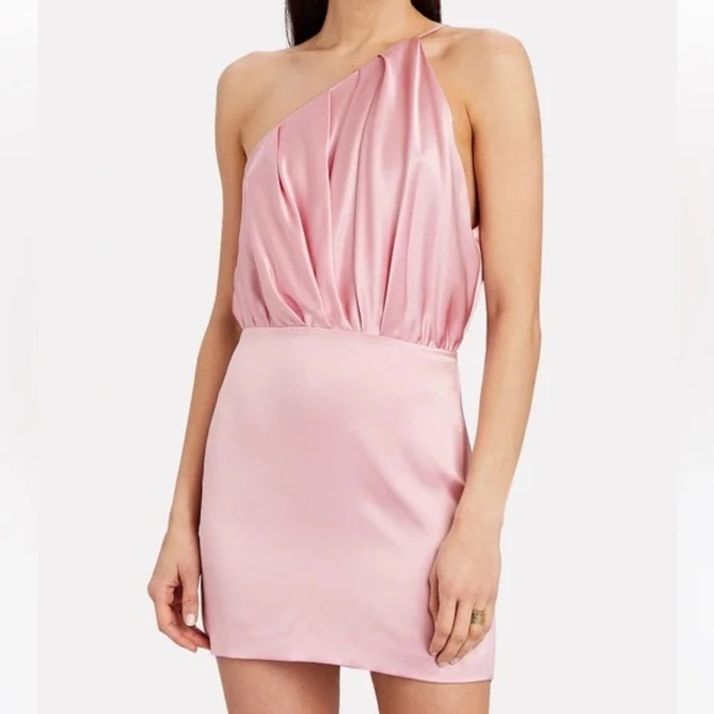 Michelle mason one shoulder dress pink $690